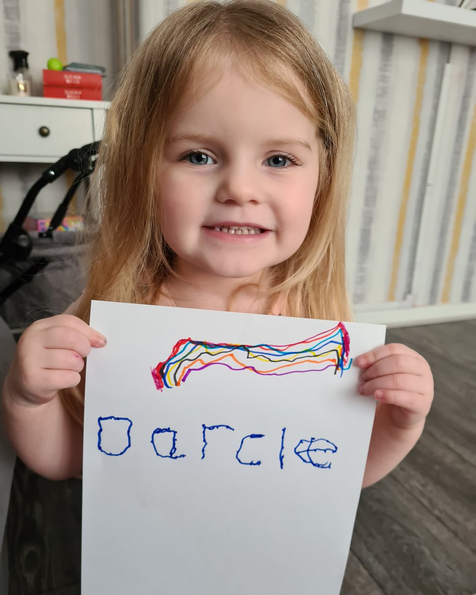 nickystopforth1's tweet image. The Google classroom doesn't work very well with Darcie so we do our own work. Darcie drew a rainbow and practiced her name 🌈 ✍ @RimroseHope