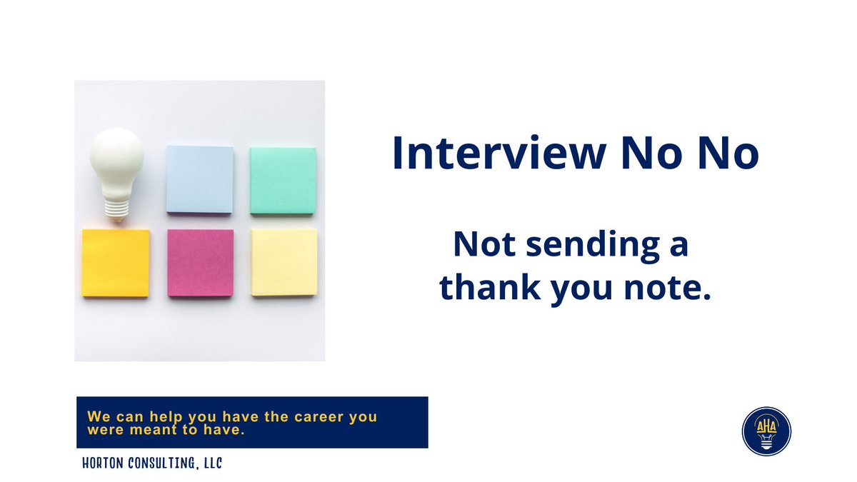 Discover_Aha's tweet photo. You MUST write a thank you note to each interviewer within 24 hours of the #interview.

Express your interest in the role, provide an example of how you are right for the role &amp; thank them for their time.

Don't miss a chance to stand out!

#DiscoverYourAha https://t.co/t1rIsgCNIn