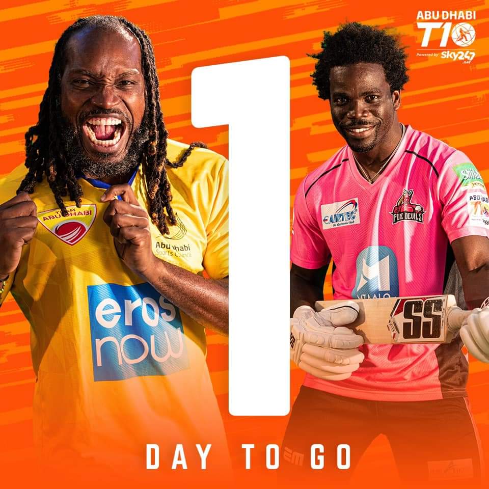 Only 1️⃣ DAY TO GO 🚨
Are you ready for Season 4 of Cricket’s Fastest format? 👊
The #AbuDhabiT10 gets underway tomorrow!
Catch all the action across our social media channels 🙌
#InAbuDhabi @T10League https://t.co/PgNYwyxwZ2