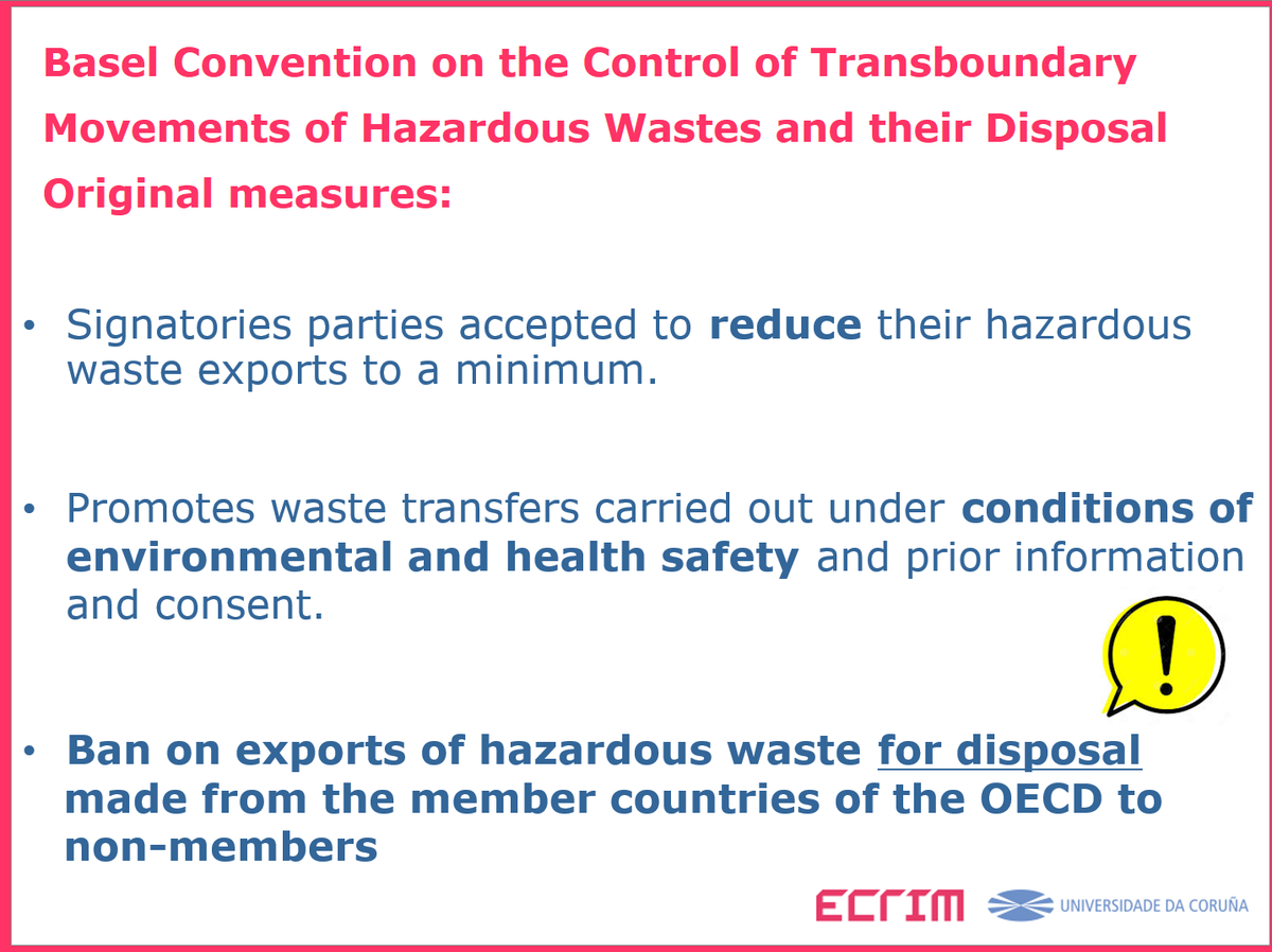 3/5 To fight this situation, Basel Convention was enacted in 1992. It is still today the international reference standard for transnational shipment of hazardous waste.Check its main measures here  #GreenCrime2021