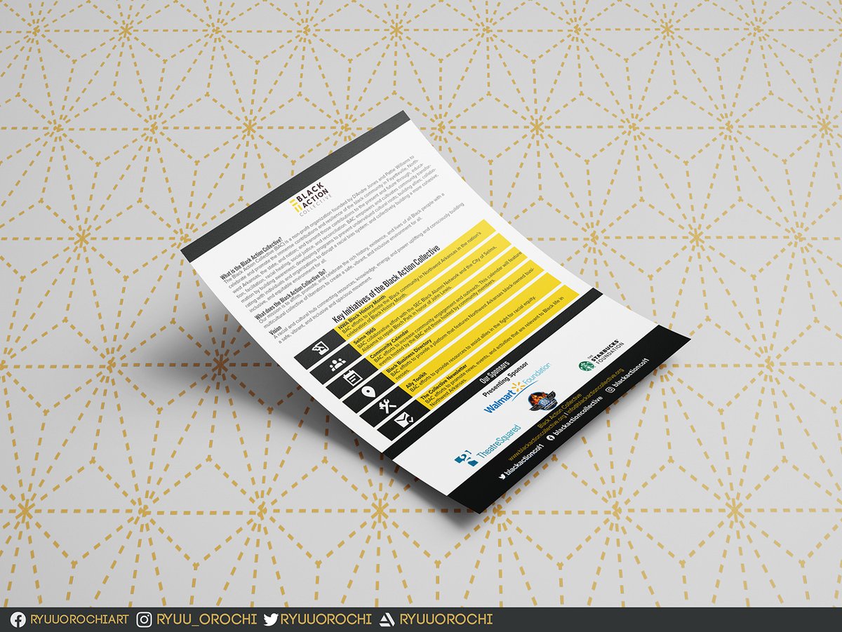 OrochiCreative's tweet image. More Black Action Collective Work! This is only the beginning.  #branddesign #brandingdesign #brandeddesign #brandgraphicdesign #typography #flyerdesign #blackandyellow #digitalart #artanddesign #graphicmockup #mockup #illustrator #indesign