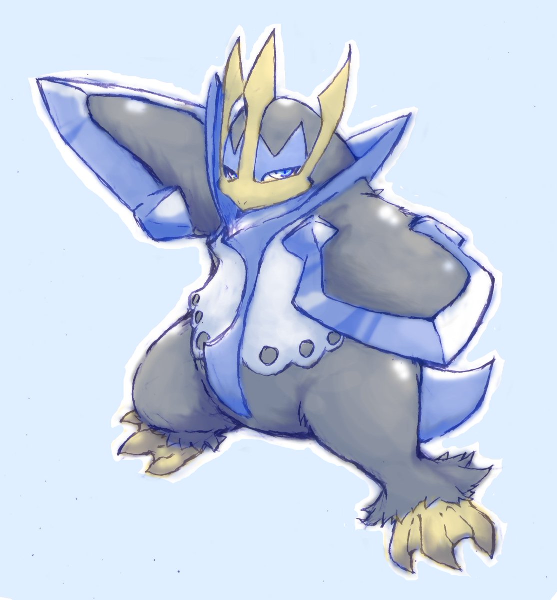 ポケモン 今日のラクガキ はポケモン かっこいいエンペルト陛下を描きたかったのだが にゃんた あにまる村だよりのイラスト