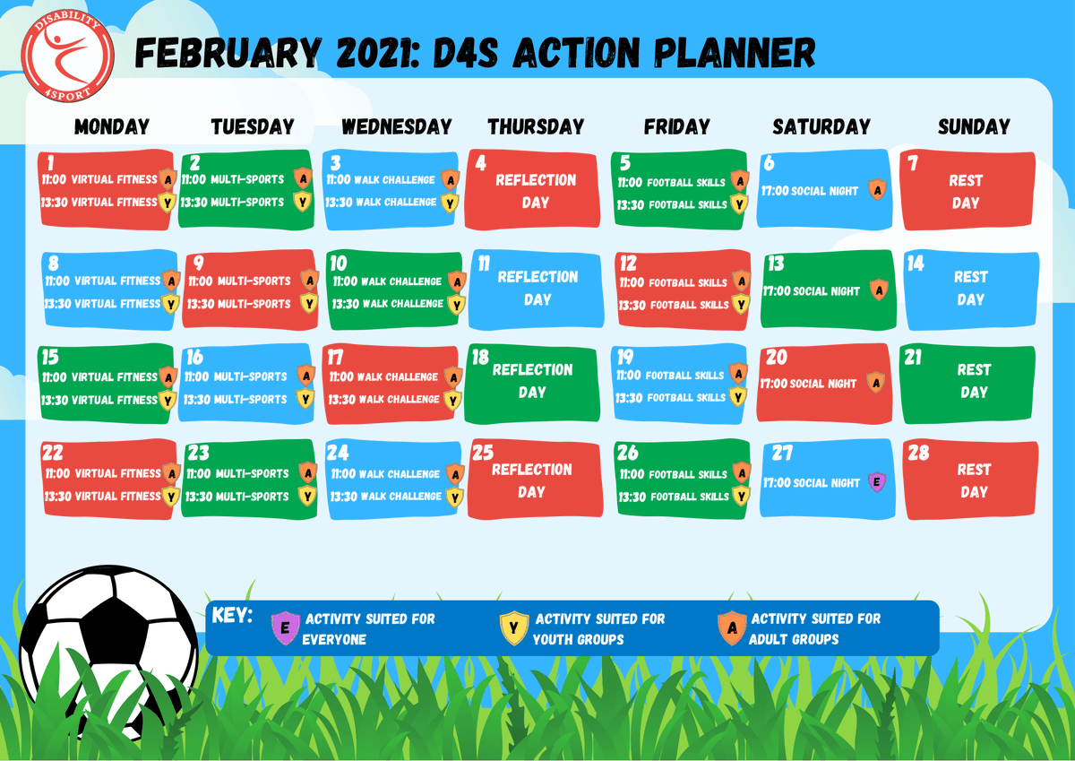 D4Sport's tweet image. ITS HERE 🥳😁😍our activity planner for Feb
All these activities will be done virtually online and FREE. Tomorrow we will release how to book on
Please share and lets get as many people engaging in the power of sport which has such a positive effect on peoples wellbeing