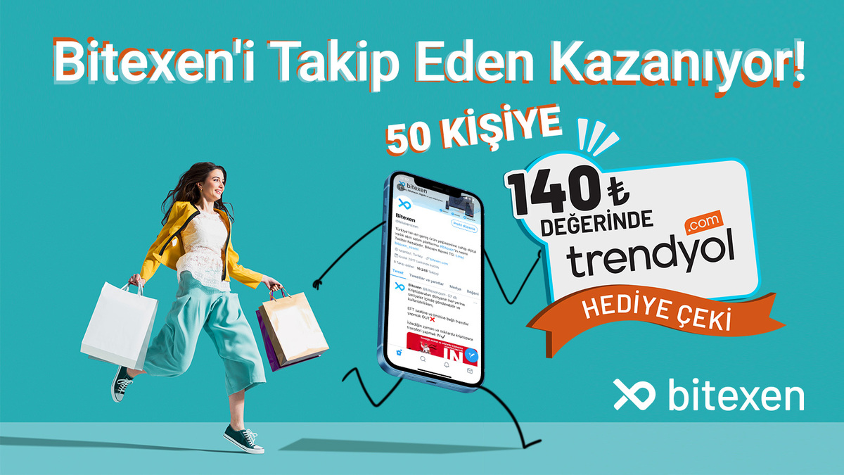 Bu tweeti RT'le ve bizi TAKİP ET, 
140 ₺ değerinde <a href="/Trendyol/">Trendyol</a> Hediye Çeki kazanan 50 kişiden biri ol! 

▶️Katılım koşulları: bit.ly/2Yj80Rk

#BitexenleHediyeKazan 🎁