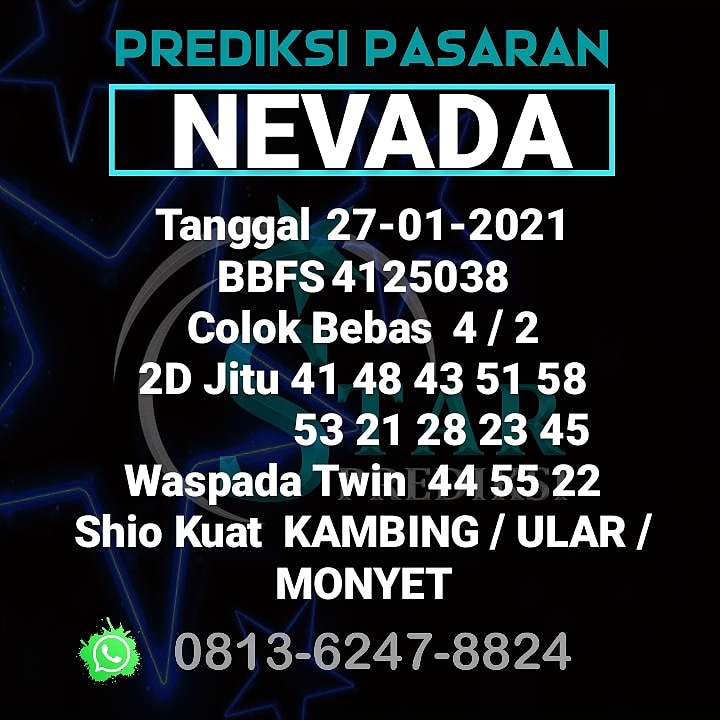 Prediksi Nevada Hari rabu Tanggal 27 January 2021 

Semoga JP dan tetap ups (Utamakan Prediksi Sendiri)
Info prediksi lainnya: 0813-6247-8824

#prediksinevada #bocorannevada #angkajadinevada #nvdjitu #nevada #rumuspasarannevada