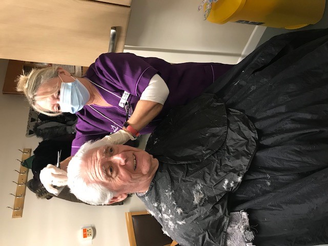 StAnnesCHAH's tweet photo. Massive thanks to Sue our night care assistant (ex hairdresser) who very kindly offered to do some hairdressing for our residents today - Sue ended up with a list of 15 residents ! @StAnnesCHAH @AnchorHanover https://t.co/srQQW6Wu6L