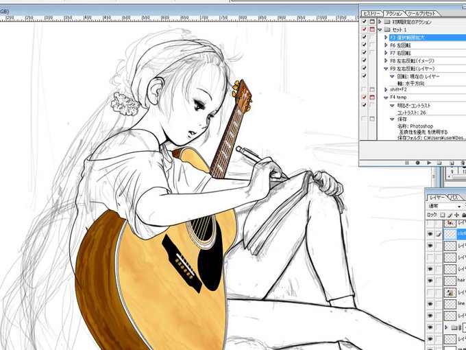 アコースティックギター曲のtwitterイラスト検索結果