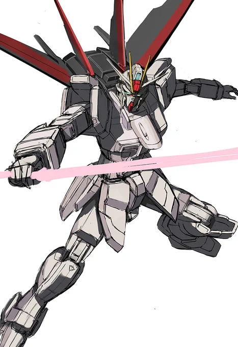 #皆さんラフと完成絵を見せてください #ガンダム
ざっくり形とってグリザイユで明暗付けて、色乗せたら完成です。HG買って参考にしました。 