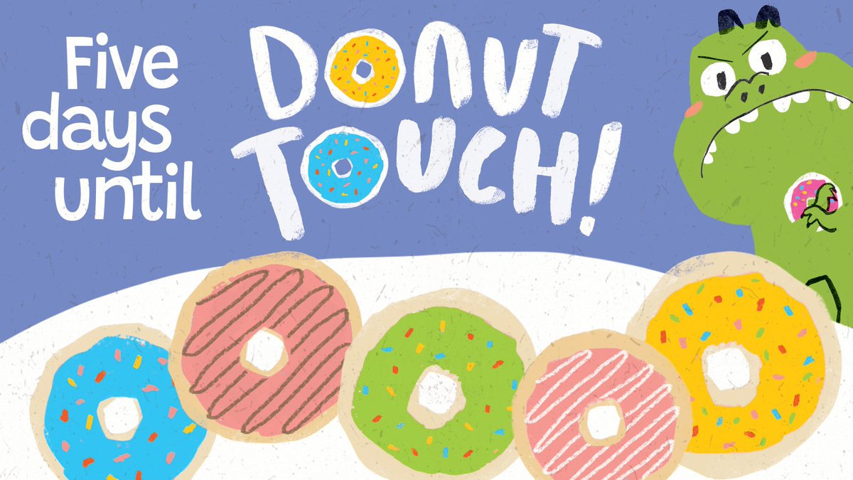 WillowTreeBook's tweet photo. Mikey the T. rex loves donuts, but he doesn’t like sharing. In FIVE days' time, follow Mikey and his donut dilemma when his donuts start to disappear one by one...

🍩 Pre-order today: https://t.co/HY0O9KvMIH

#DonutTouch #KidsLit #PictureBooks https://t.co/fWlkYTDoUf