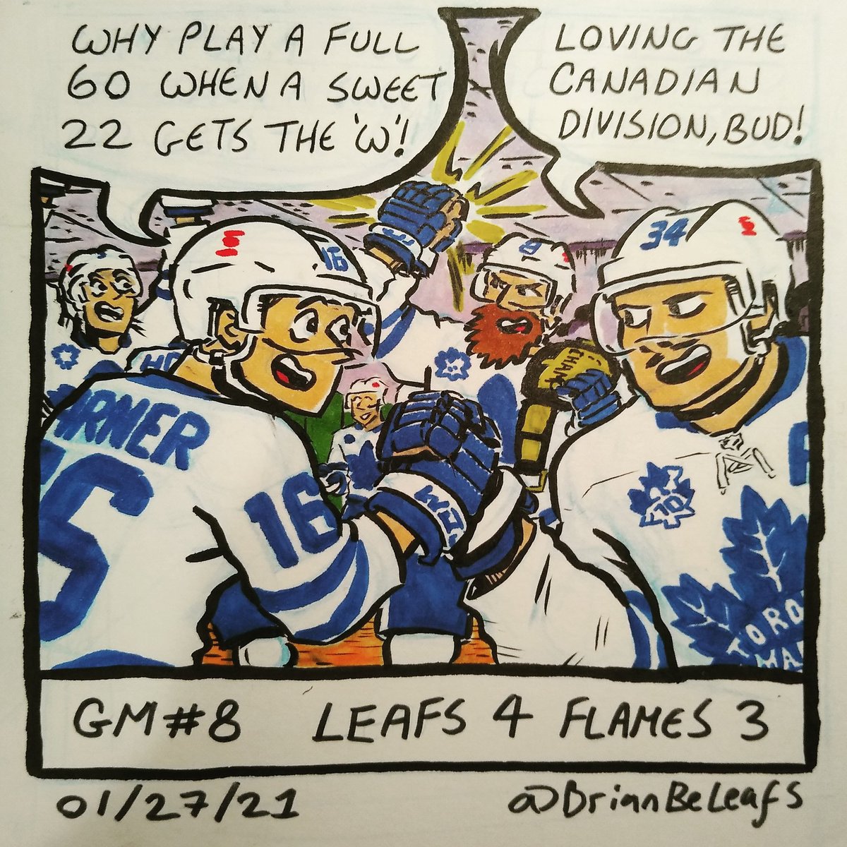 Brian_Evinou's tweet photo. Game #8 Toronto 4 v Calgary 3 #GoLeafsGo #Leafsforever #CalgaryFlames  #Muzzin #JakeMuzzin #rentfree #Tkachuk  #pulleditout #puckflip #pisspants  #poopoopant #diaperfull https://t.co/8M9OaLUc7C