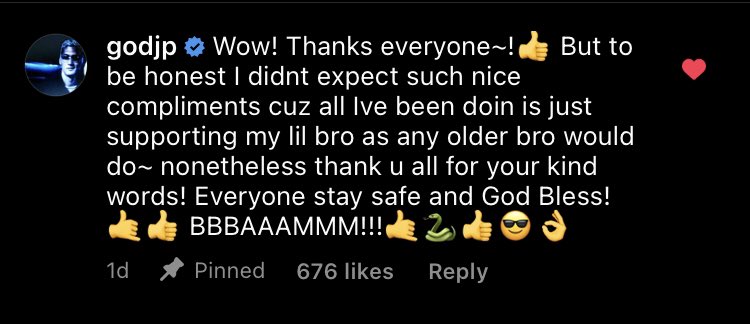 Joon Park saw this post on IG which had a compilation of tweets complimenting him for his consistent supportive comments on Jackson’s posts 🥺and his comment 🥺🥺❤️❤️