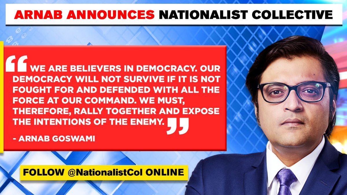 Arnab: I'm sure the #NationalistCollective will go a long way in inspiring Indians to come forward & serve the motherland in a voluntary, spirited & committed manner. Follow @NationalistCol: Twitter: x.com/nationalistcol FB: facebook.com/NationalistCol/ IG: instagram.com/nationalistcol/