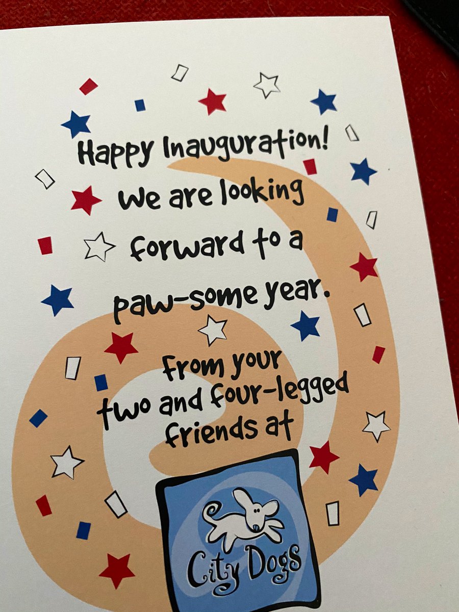 isalara's tweet image. You know you live in DC when your dog’s daycare sends you a happy inauguration card! #thistown #wethedogs @CityDogsRescue