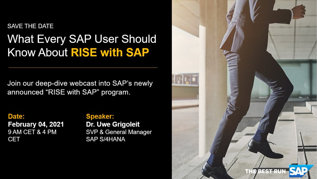 _yasminawad's tweet photo. User Groups, let's “RISE with SAP”! This open webcast covers everything you need to know about the new #RISEwithSAP offering. https://t.co/dGUdswuy0P @ASUG365 @gscott16 @_DSAG @gmperancin @UKISUG_Craig @asaknows @ASUGMEX @ASUGBRASIL @SAPFinug @AUSAPE @SAPienceBE @RobinManherz https://t.co/w3fISEvlcS