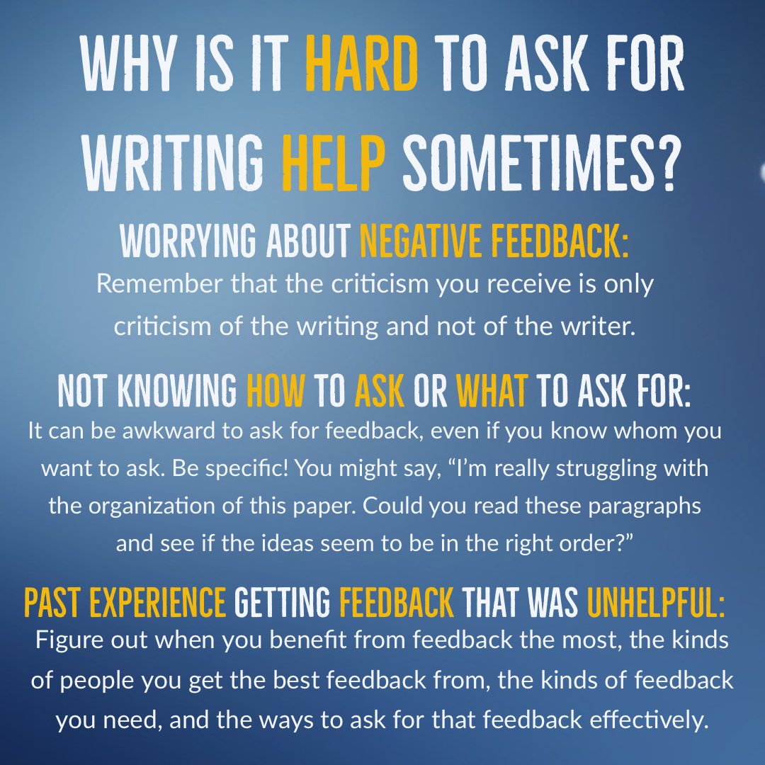 ECUWC's tweet photo. This week we’ll be exploring ways to ask for writing help when you’re not sure how or when to start asking! Thanks to @UNCchapelhill for putting these ideas out there! Link to the full article: https://t.co/tk52fyYSQm… #piratenation #ecu #askingforhelp https://t.co/gScm7vKjsW