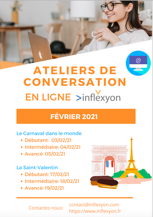 Inflexyon's tweet photo. Avez-vous envie de parler français? Rejoignez nos ateliers de conversation en ligne! Les ateliers se déroulent en petits groupes internationaux (3 – 6 participants), dans une ambiance amicale et conviviale.  🖥 https://t.co/onjUOEeBHq #fle #ChooseFrance #onlinelearning  #French https://t.co/P7RuAfdZHh