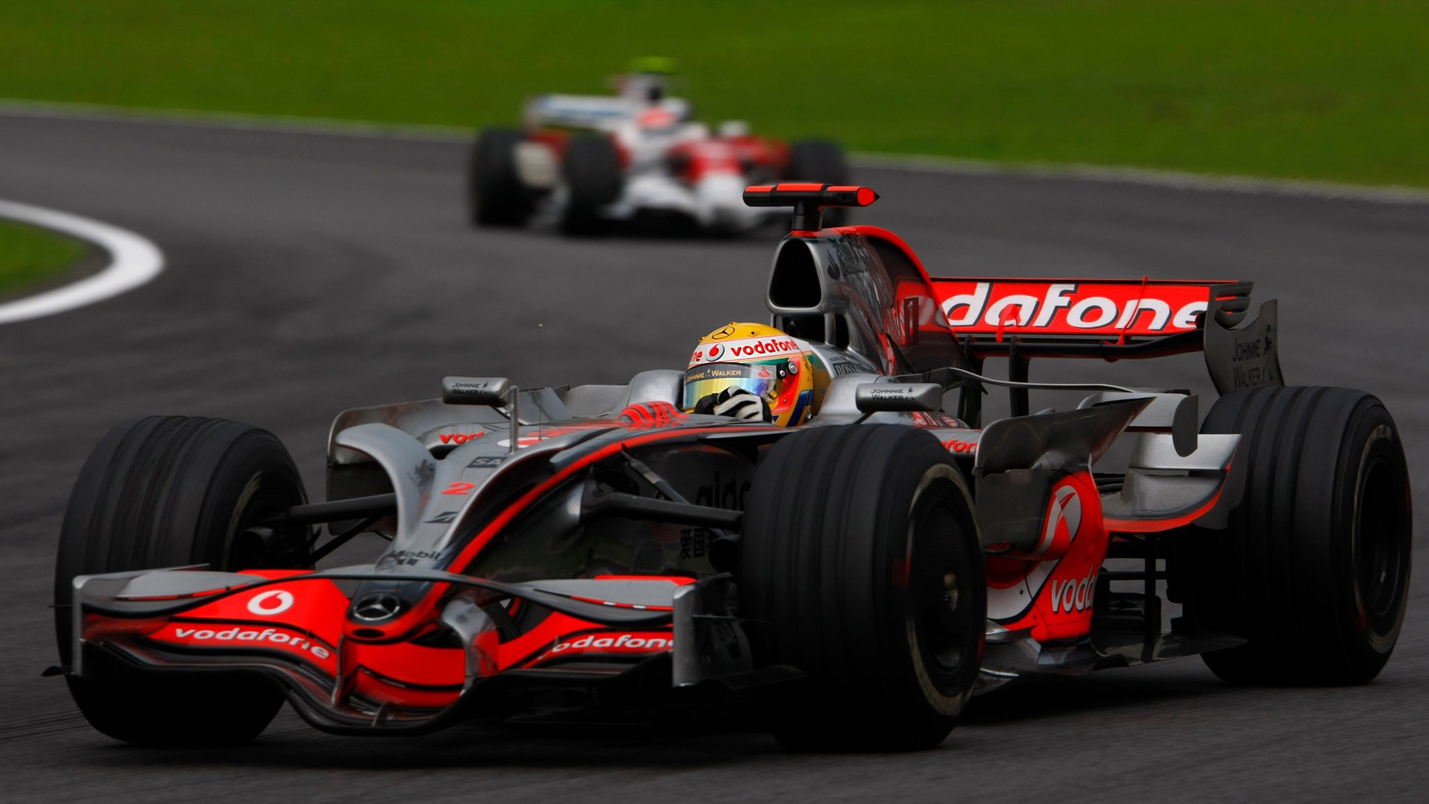 Mclaren Team Lewis Hamilton Mclaren Mercedes Mp4 23 08 Brazilian Gp With Timo Glock Behind Lewis Mclarenteam T Co 929mdslntn Twitter