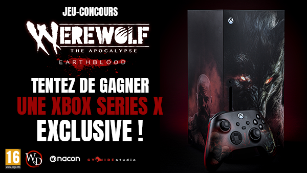 Micromania_Fr's tweet image. Tentez de remporter une console #XboxSeriesX custom #WerewolfTheApocalypse exclusive ! 

Pour participer, RT &amp;amp; Follow @Micromania_Fr, @WerewolfVGAME &amp;amp; @NaconFR ! Mentionnez un ami et tweetez avec #WerewolfXMicromania

Tirage au sort le 12/02 !