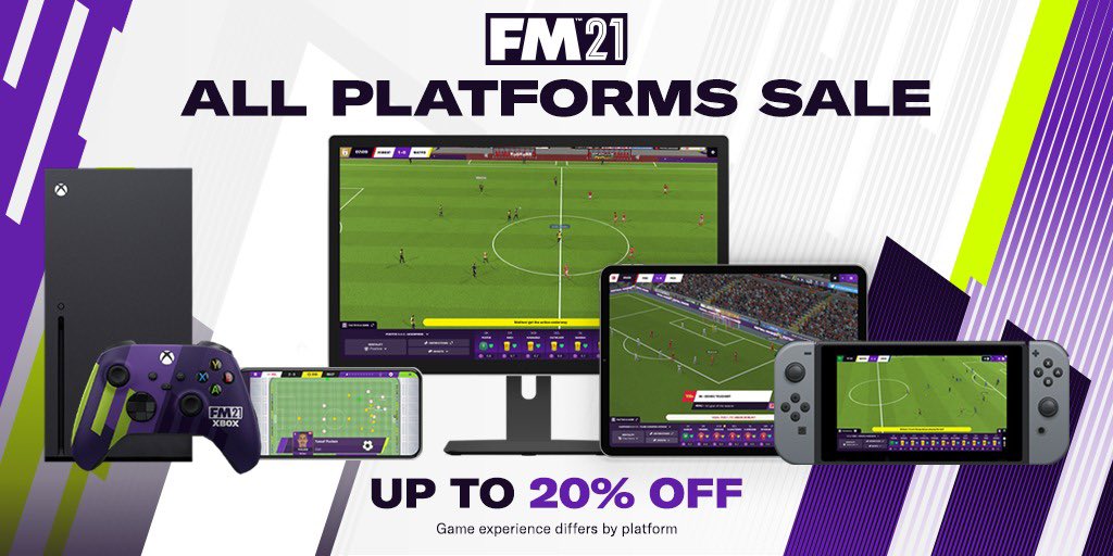 PC/Mac 💻
Xbox 🎮
Mobile & Tablet 📱
Switch 🕹
Whatever your device, get up to 20% off #FM21 from now until the 1st of Feb!
Start your journey today! 👉 https://t.co/87oNZJ49TS https://t.co/HldE8JBT3n