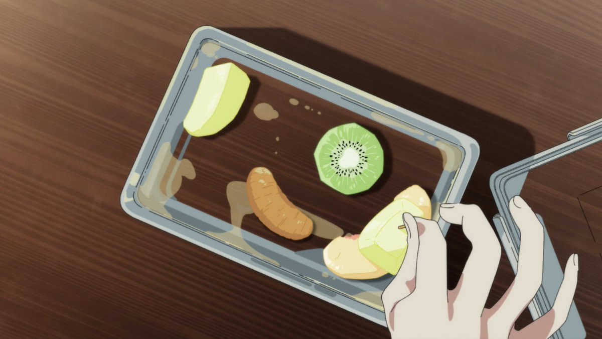 Two of the most important motifs in this episode are gestures and personal space, something this moment has in spades. It caught my eye on my first watch-through due to how purposeful each movement felt. Another testament to the amazing storyboards from Yūki Yonemori.