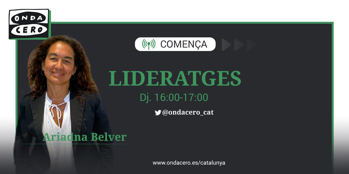 OndaCero_cat's tweet photo. 🗣 Demà #ENDIRECTE el ##LIDERATGES amb @AriBelver a les 16 h ⏰ a la web.
☑Pilar Orenes @Educo_ONG
☑ #sostenibiltat amb @SoniaRuizmas, @MasMasLaia i @msalameros @aiguesbcnclient
☑ Lluis Figueras @Varietal500 
☑ Isabel Perea

@Bottinicom
 https://t.co/yHV0x5HMag https://t.co/BbMum1vpUG