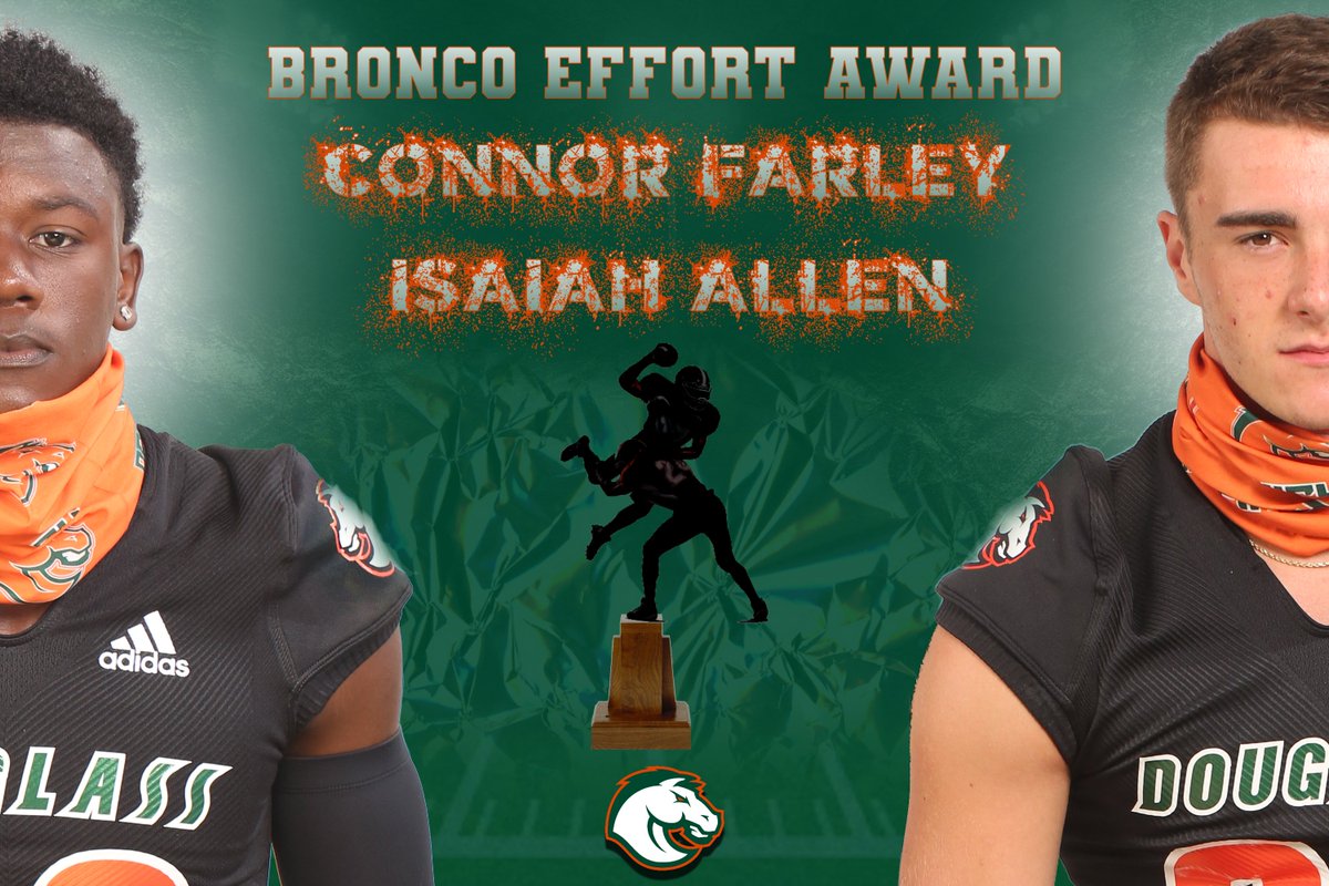 Effort means giving it your all. Classroom, Community, Field. <a href="/connorfarley17/">Connor Farley</a> and <a href="/isaiah_allen37/">Isaiah</a> exemplify the Bronco Effort Award. Both young men wrap up their high school careers with the opportunity to play at the collegiate level. We're lucky to have had them as Broncos.