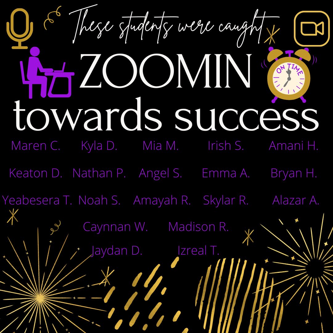 9XImpactPBIS's tweet photo. Congratulations to our most recent students who were nominated for our “Zoomin Towards Success” contest! Keep up the great work! @9XImpactRHS https://t.co/R18QrzkzHg