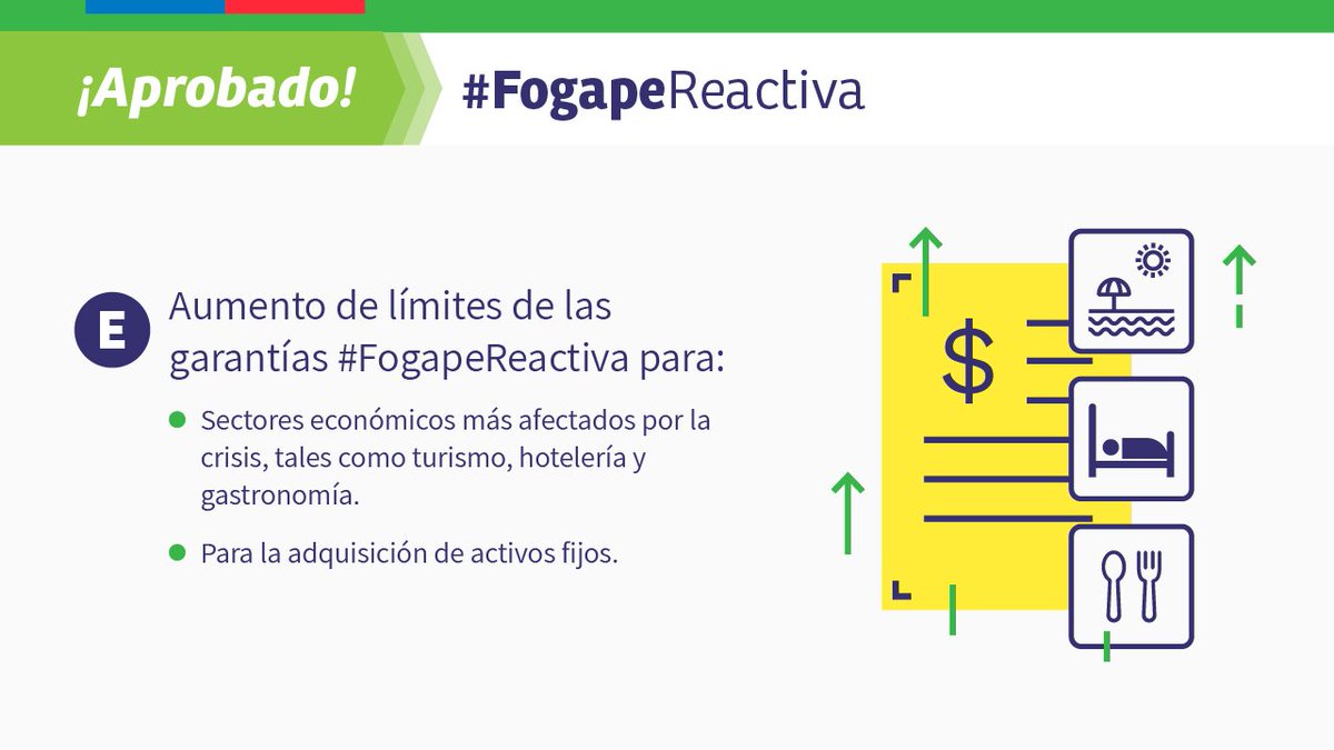 ✅ ¡Buenas noticias! Hoy el Presidente <a href="/sebastianpinera/">Sebastian Piñera</a> promulgó el proyecto de ley #FogapeReactiva, el cual modifica el fondo de garantía para pequeños y medianos empresarios (Fogape) con el objeto de potenciar la reactivación y recuperación de la economía 📈