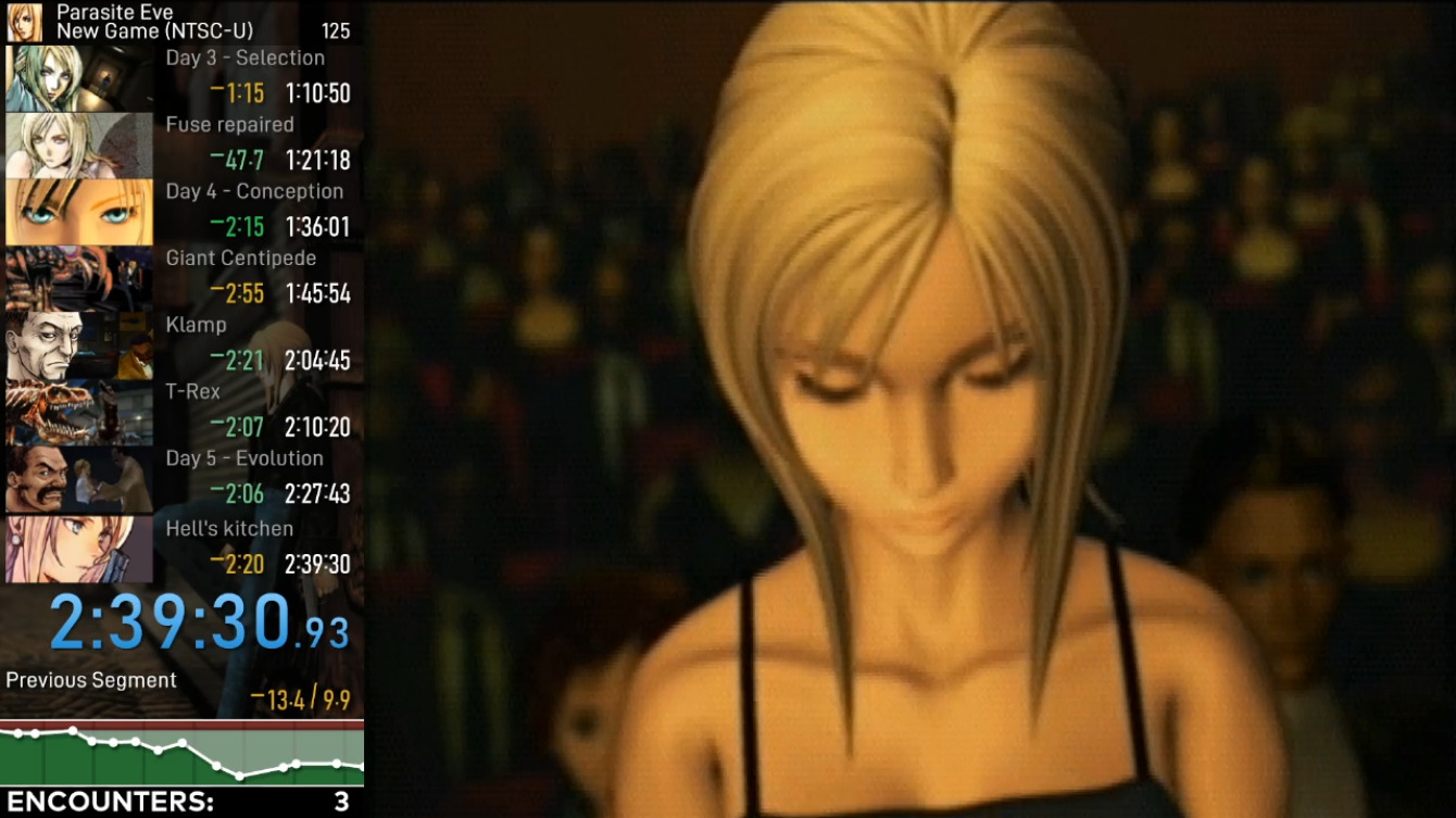 Dreamboum on X: New Parasite Eve 1 any% PB! Time: 2:41:51 → 2:39