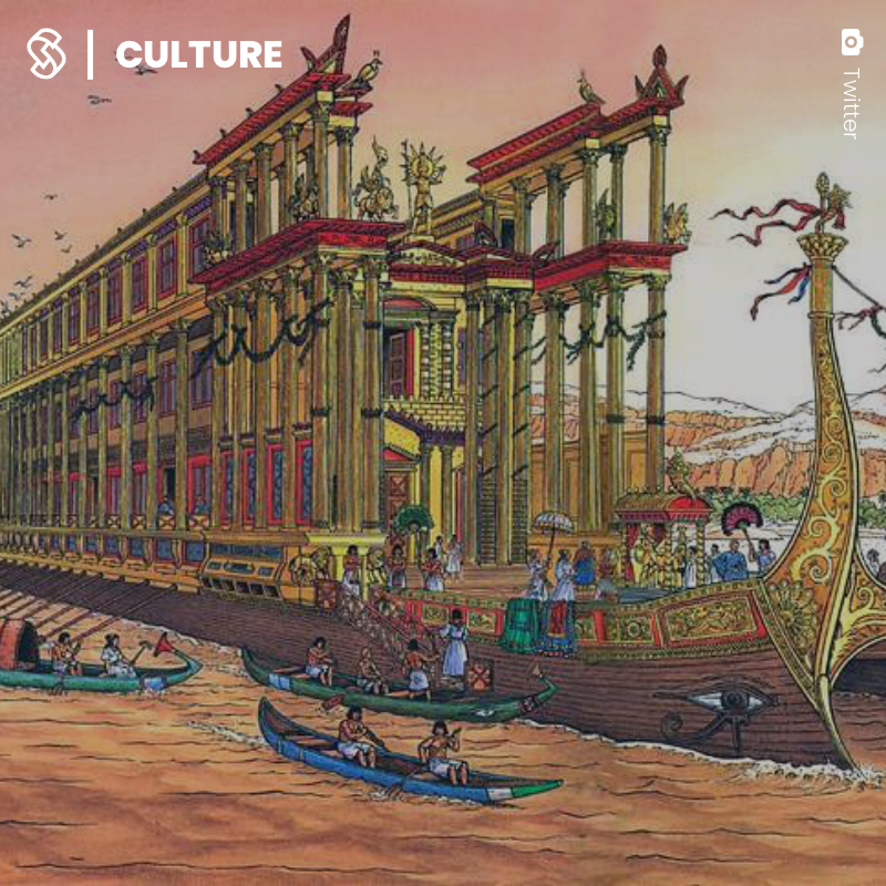sikomedia's tweet photo. La #thalamège était un #palais flottant construit pour le plaisir du #pharaon #Ptolémée IV. En bois, marbre et or, il abritait des statues de la dynastie #Lagide exposées dans une grotte artificielle et un #oikos consacré à #Dionysos.
🔗 Découvrez Siko : https://t.co/75I7RUOYEa https://t.co/XEhAJYxMwb