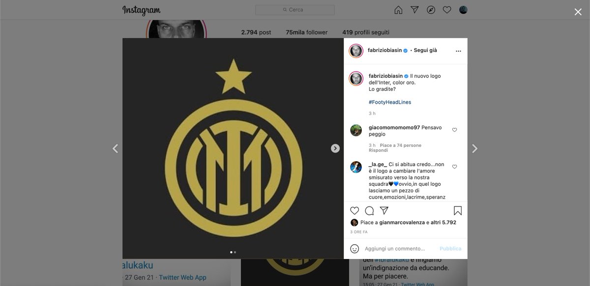 Interismo8's tweet photo. Il logo che ho pubblicato Domenica sera sull'account Twitter di Interismo è diventato virale.
Nessuno purtroppo mi ha citato perché tutti credono che arrivi da FootyHeadLines.
Il logo è mio, ricopiato dalla foto uscita per errore.
Nei commenti il tweet originale. https://t.co/fXvHQ4e8hL