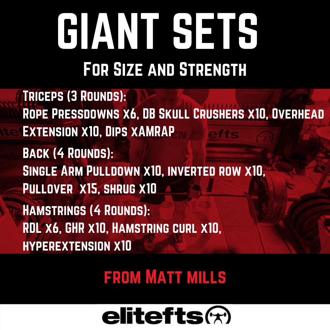 elitefts's tweet image. Here's some ideas from Matt Mills (@millsfitness) you can implement into your training TODAY!

Check out the full article:
elitefts.com/education/gian…

#elitefts #giantsets #powerlifting #bodybuilding #hypertrophy
