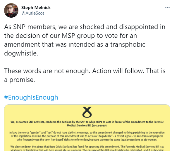 Trans activists reinforce this by labeling our clear, to-the-point arguments as dogwhistles.e.g., arguing that rape victims should be able to request a female medical examiner is a "transphobic dogwhistle."