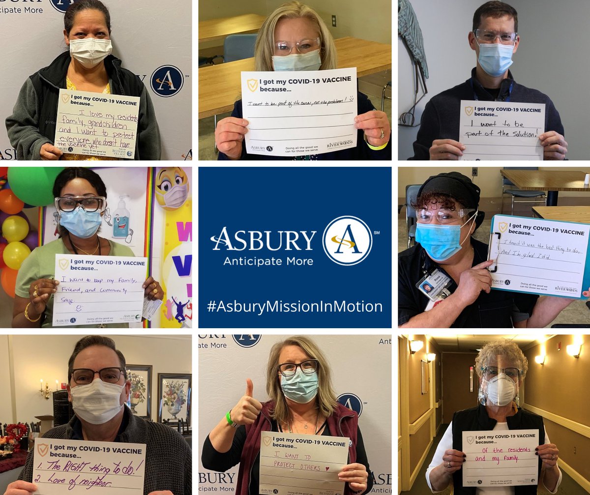 Over the past 5 weeks, each of our communities have had at least the first dose of the #COVIDvaccine administered, &amp; some have had both doses. As of today 1,283 residents and 859 associates from Asbury have received at least one dose. We are #AsburyStrong! #AsburyMissionInMotion