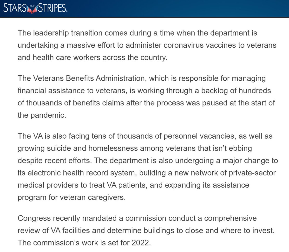 The  @DeptVetAffairs is the second-largest federal agency and operates America's largest health care system. Here's a quick rundown of the challenges  @DenisMcDonough faces if confirmed as secretary.