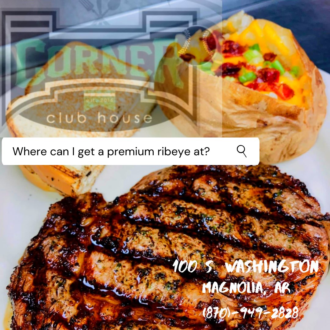 CornerClubhouse's tweet photo. Wednesday night = Steak night 🥩 

10% off of our ribeyes 
$3 wine of your choice https://t.co/Wt75pndwXP