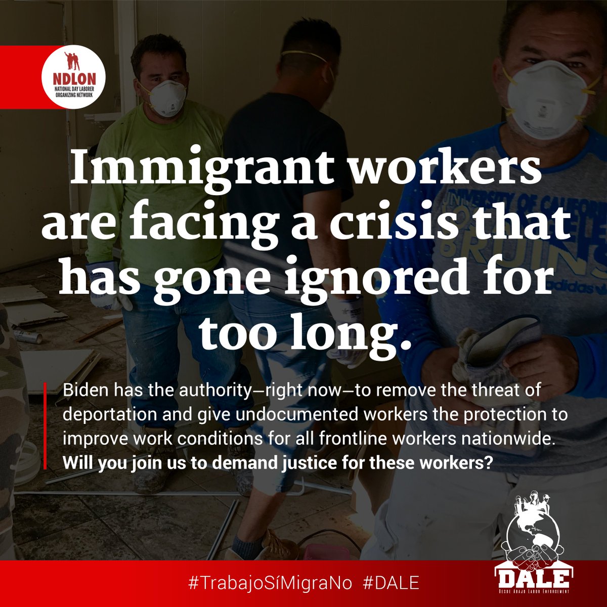 #HappeningNow:  Worker centers in MA and CT - <a href="/la_colaborativa/">La Colaborativa</a> +<a href="/ULAnewhaven/">Unidad Latina en Acción CT</a>- come together to sound the alarm about the crisis of abuse- and sickness- facing workers, and what Biden admin can do about it!  #TrabajoSiMigraNo #DALE! 

Watch Live:   facebook.com/ULANewHaven/vi…

Share: