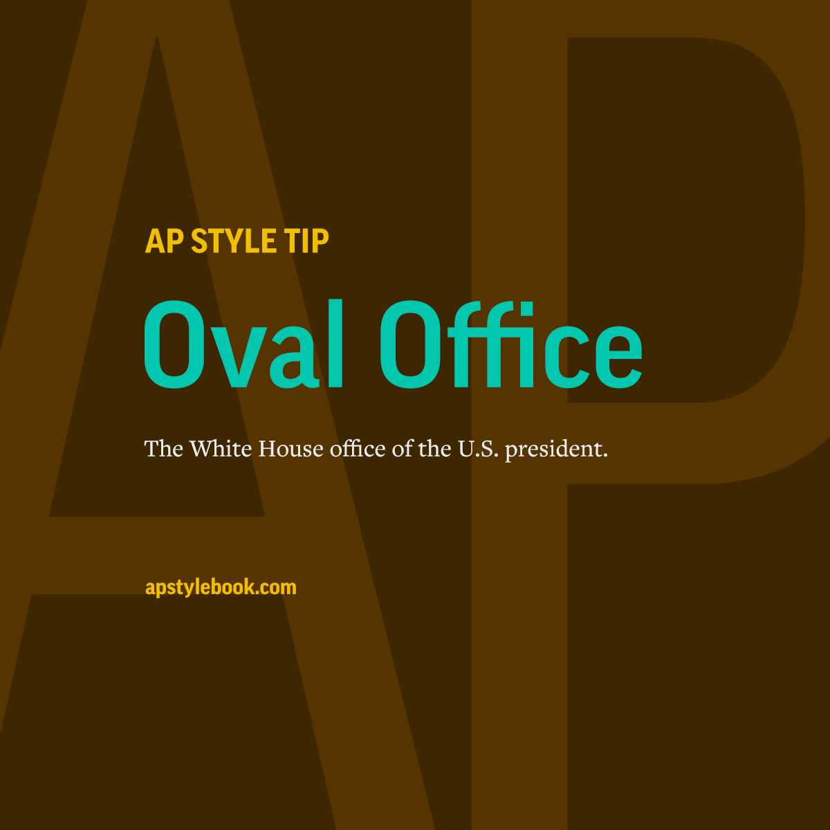 APStylebook on Twitter "Capitalize the Oval Office, the White House office of the president.…