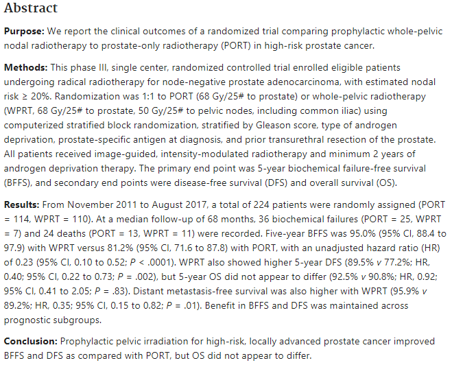 Dr_Ivanoncologo's tweet photo. In @ASCO Only vs #WholePelvic #RadiationTherapy in #HighRisk and #VeryHighRisk #ProstateCancer (#POPRT): Outcomes From Phase III Randomized Controlled Trial
@ASCO_pubs @DrLesterColl @sophia_kamran
@wandering_gu @SbrtSean @AnselmoBertetti @AdamSharpMedOnc 
https://t.co/FdvUkJgGkv https://t.co/IL80Rh5S6k