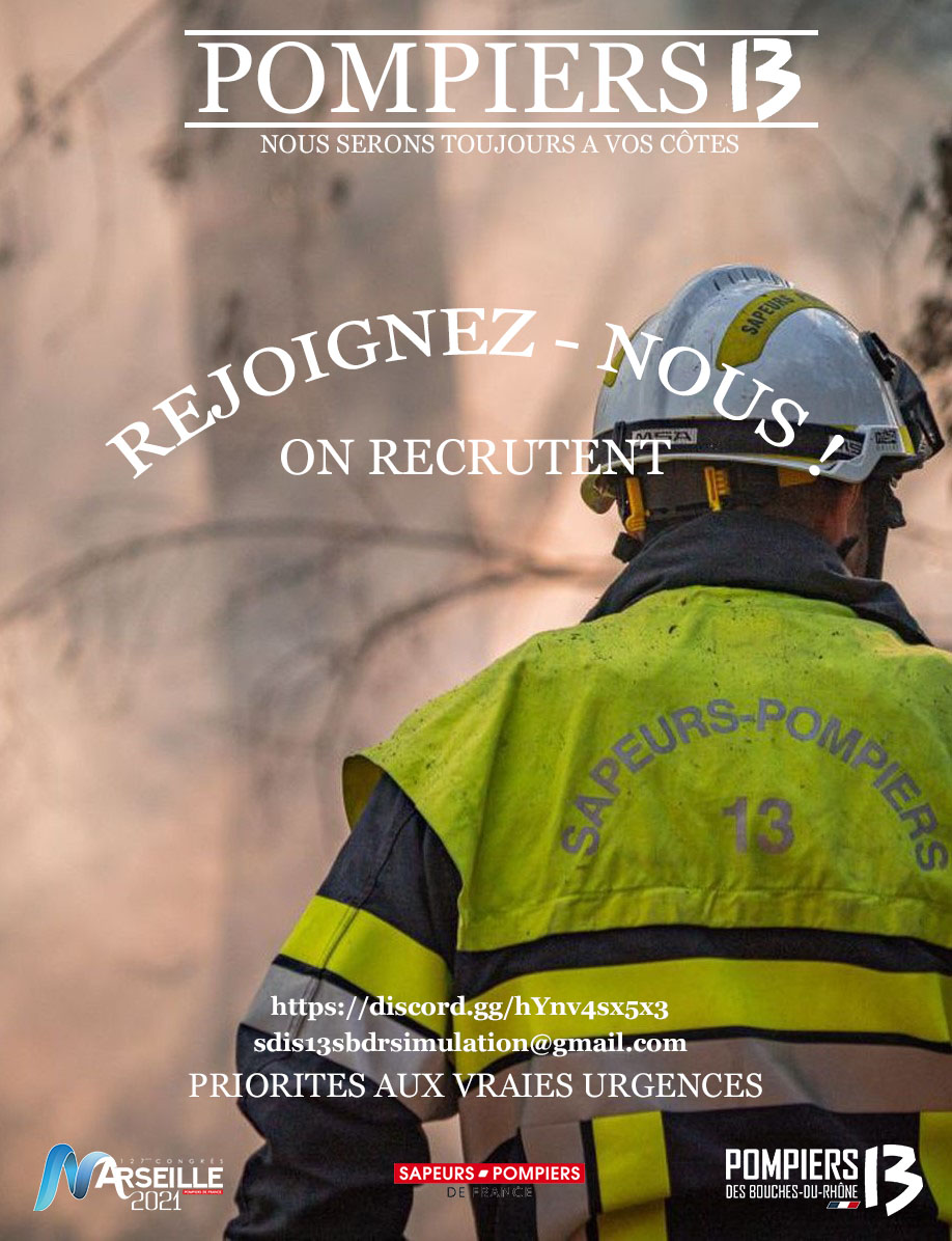 SbdrPompiers's tweet photo. [SDIS 13] On recrutent. Rejoingnez-nous !🚒🔥

Discord : https://t.co/UrqwdbhGQK
Gmail : sdis13sbdrsimulation@gmail.com https://t.co/Kq64En2q8C