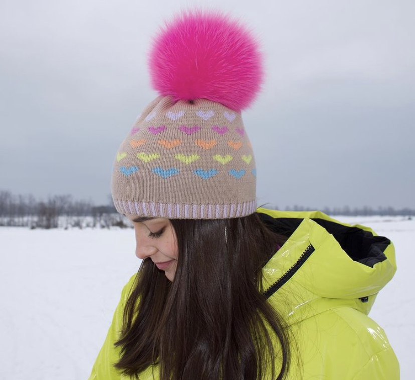 LindoFfur's tweet photo. Oatmeal Hailey &amp; Popsicle Pink Pombo! What Pom would you wear with this hat?💕💕 #lindof #pombo https://t.co/HF96gZxRlv
