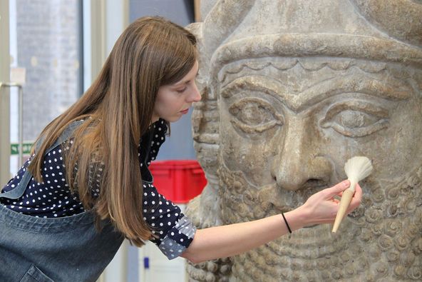 Conservation is painstaking work. The conservators spend countless hours treating objects. For the recent Ashurbanipal exhibition, a team spent thousands of hours making the sculptures look their best.