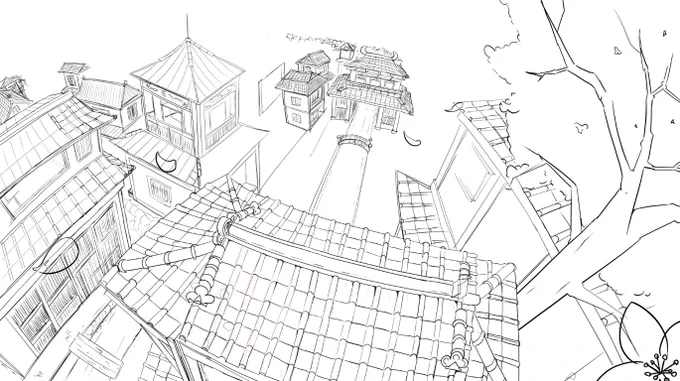 明日か明後日に上げる動画の絵wip……終わらない……… 