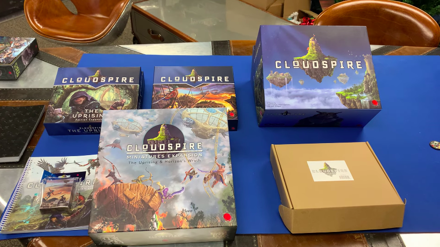 ChipTheoryGames's tweet photo. ICYMI in our KS update last weekend, Cloudspire: Ankar's Plunder is almost here! Check out this impromptu unboxing video of the new stuff!

https://t.co/p0fAMi9V83 https://t.co/QTYl92nRos