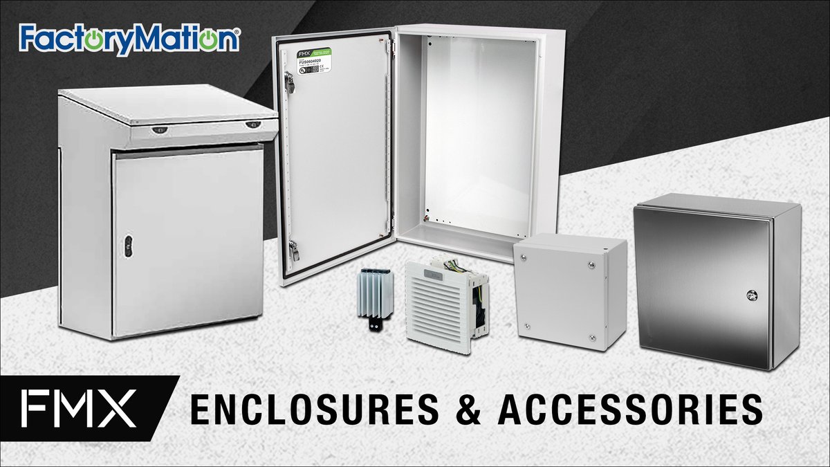 factorymation's tweet photo. We are now carrying all-new enclosure solutions from FMX! FMX enclosures include many wall mount, operator console, and thermal management options. The combination of features, certifications, and price make these enclosures the best value in the industry: https://t.co/vhX1pbDFM9 https://t.co/HLgZISliOW