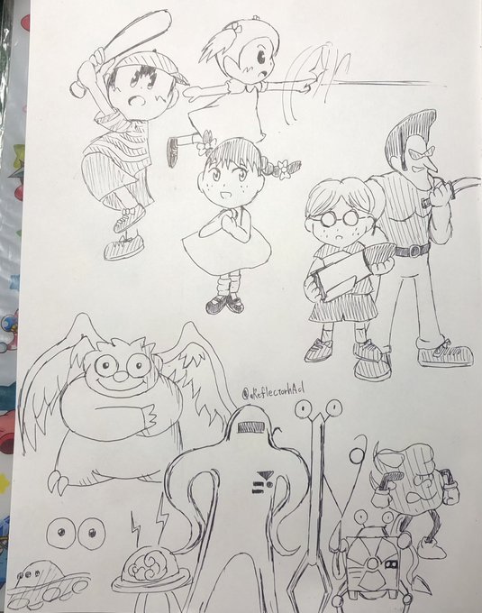 MOTHERの最新のサントラを聴きながら描いてました
敵は印象強いやつしか描いてないw 
