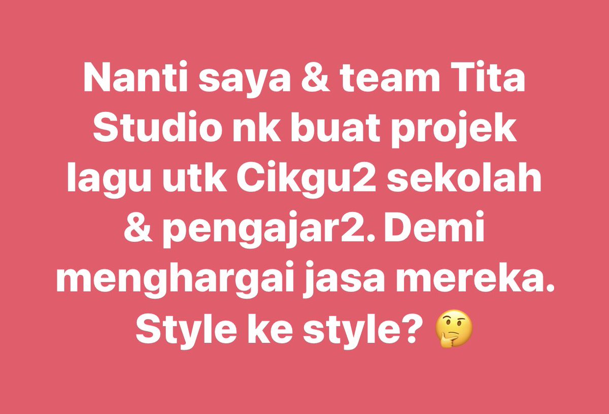 Projek yg akan melibatkan ramai giler kenalan saya! Jom tolong saya tag cikgu2! Cikgu muzik pun boleh. 🔥