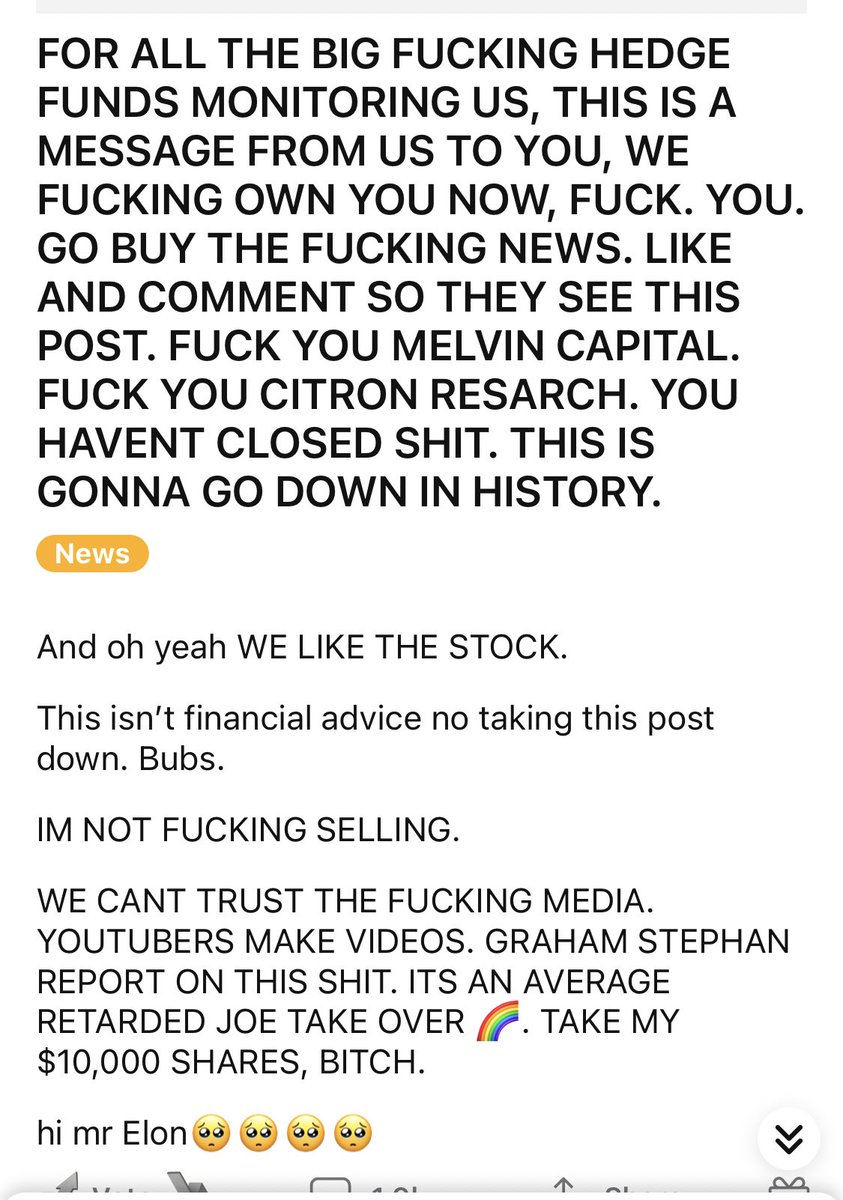 The GameStop stock valuation brouhaha with r/wallstreetbets is really illuminating about the power and reach of trolling and its IRL effectstrolling is an initial expression of nihilistic irony poisoning that calls for manipulation of symbols minus any connection to IRL impact