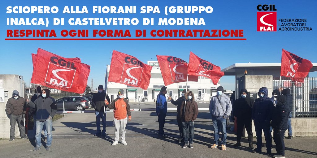 #26gennaio la direzione aziendale della Fiorani di Castelvetro di Modena dice NO alle richieste sindacali: i lavoratori sono scesi immediatamente in #sciopero &gt;&gt; bit.ly/2NIlvrJ

<a href="/FlaiCgilModena/">Flai-Cgil Modena</a> <a href="/er_flai/">FLAI CGIL ER</a> <a href="/flaicgil/">Flai Cgil nazionale</a> <a href="/cgilnazionale/">CGIL Nazionale</a> <a href="/ERCGIL/">CGIL Emilia-Romagna</a> <a href="/gozzi_manuela/">manuela gozzi</a> <a href="/danieledieci/">daniele dieci</a>