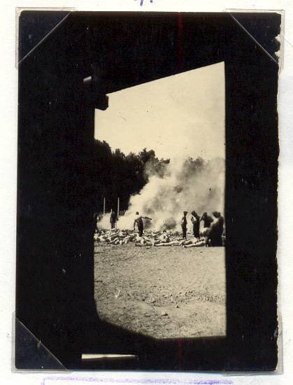 The photos were taken within 15-30 minutes of each other. Photo #280 was taken from inside the gas chamber and is of the bodies waiting to be burned.